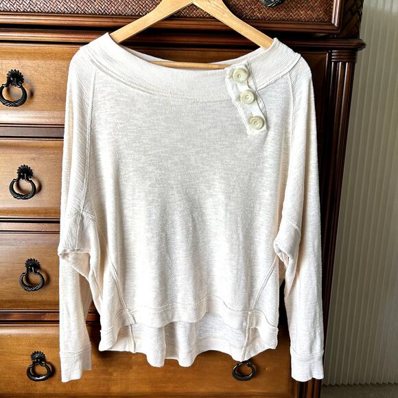 We The Free Women´s Cream Beige Minimalist Boho Sweatshirt Top Size M - Picture 1 of 12